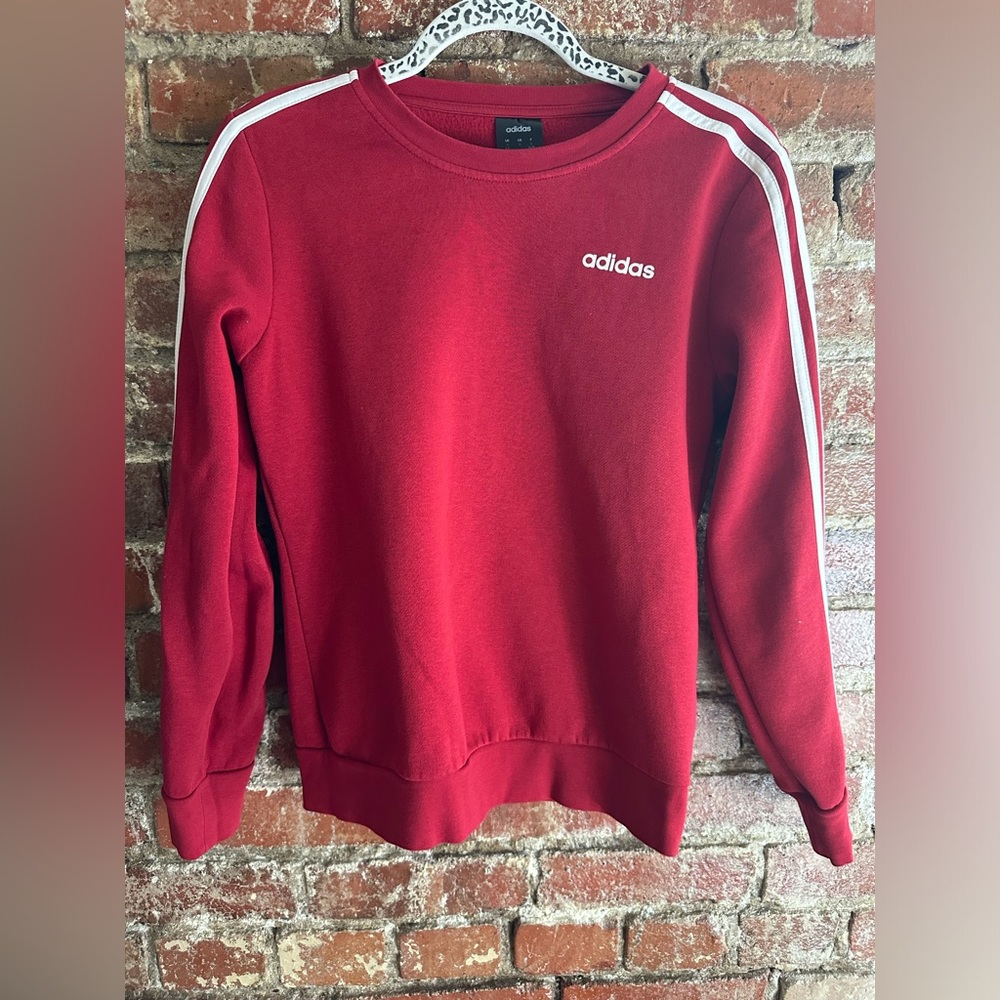Red with white stripes Adidas sweater♥️